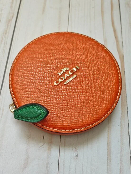 Coach Orange Coin Purse Zip Pouch - Picture 2 of 9